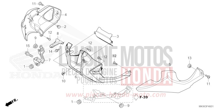 PANNEAU INFERIEUR (NC750XD) de NC750X DCT MAT BALLISTIC BLACK METALLIC (NHA86) 2023